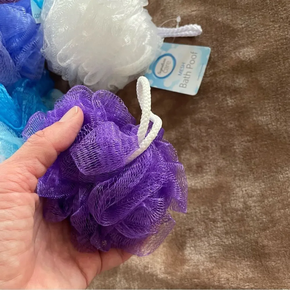 Signature Bath Poof Set - Blue, Purple, White